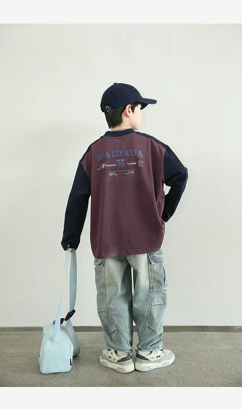 Panda Yuanyuan Heavy Cotton Kids T-Shirt Long Sleeve Washable — feature 26
