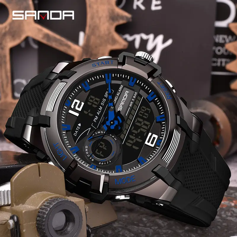 Sanda Men's Waterproof Digital Watches Black Red Silver Gold - Image 7