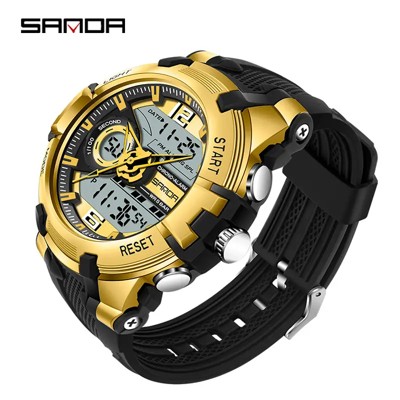 Sanda Men's Waterproof Digital Watches Black Red Silver Gold - Image 9