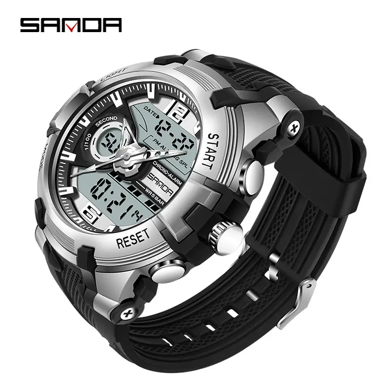 Sanda Men's Waterproof Digital Watches Black Red Silver Gold - Image 4