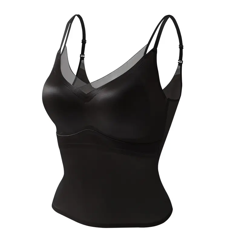 2025 New Women's Sexy Hollow Double Shoulder Strap Mesh Stitching Large V-Back Integrated No Mark Satin Sling Beautiful Back — feature 26