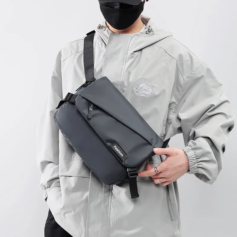 Men Japanese Style Black Crossbody Backpack - Image 8