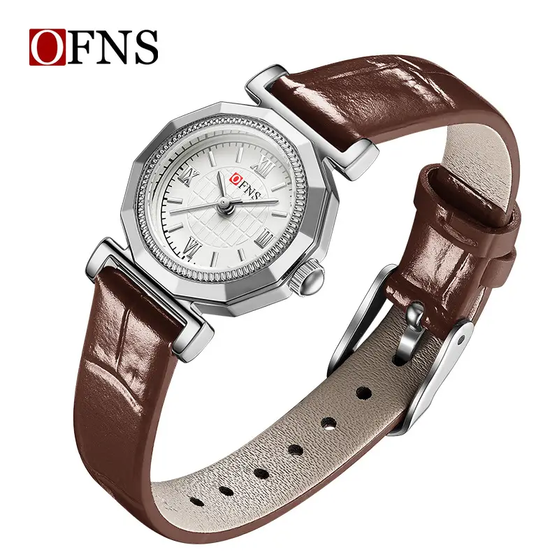 Women's Oufanni Quartz Watch Brown Leather Band Roman Scale Waterproof - Image 14