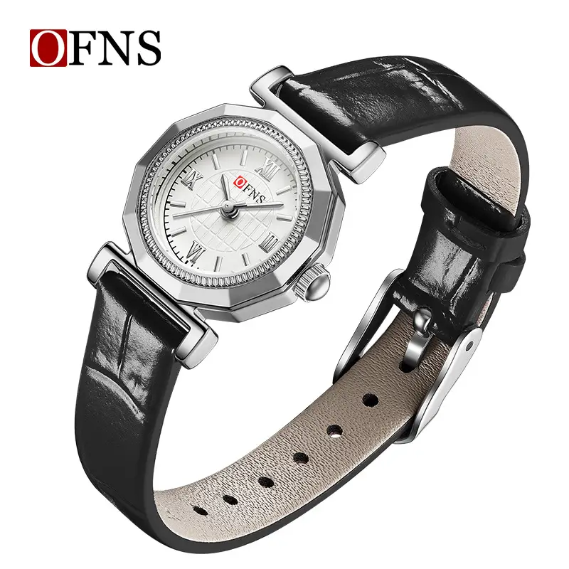 Women's Oufanni Quartz Watch Brown Leather Band Roman Scale Waterproof - Image 2