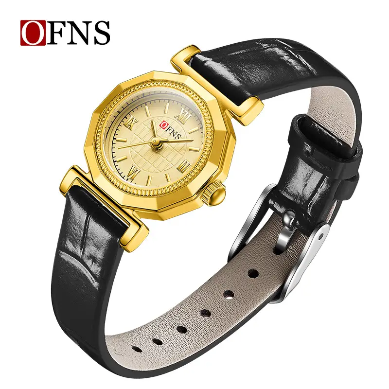Women's Oufanni Quartz Watch Brown Leather Band Roman Scale Waterproof - Image 4