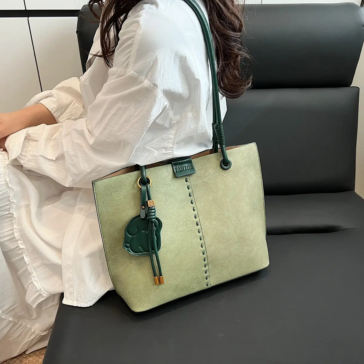 Green Crossbody Tote Bag for Women Casual Fashion - Image 3