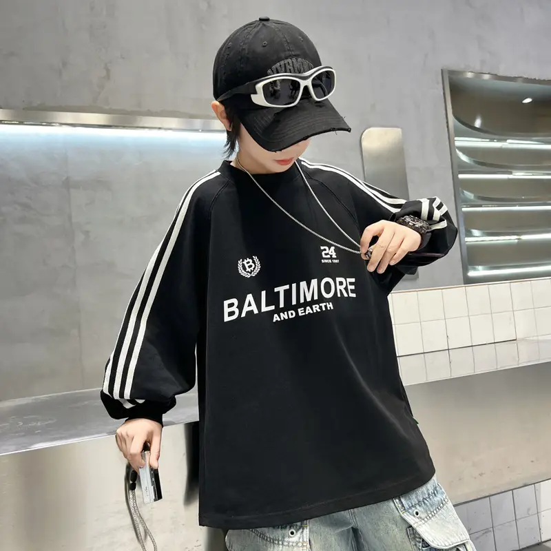 Boys White Long Sleeve T-Shirt Loose Fit Spring Autumn 2026