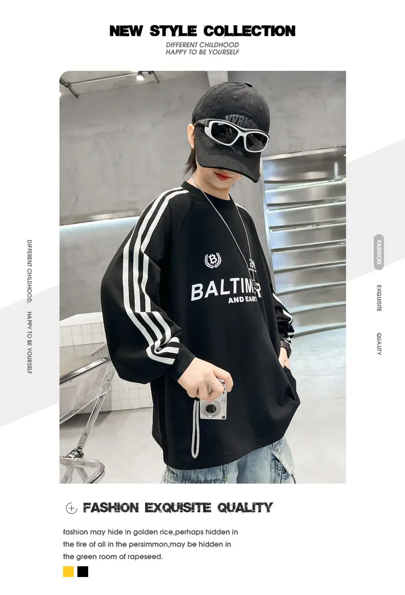 Boys White Long Sleeve T-Shirt Loose Fit Spring Autumn 2026 — feature 1