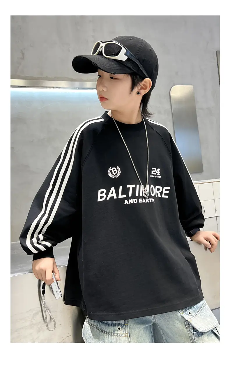 Boys White Long Sleeve T-Shirt Loose Fit Spring Autumn 2026 — feature 11