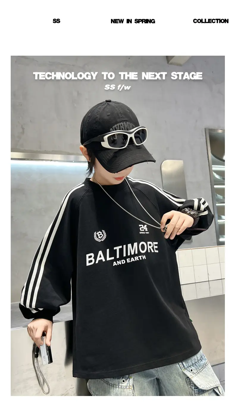 Boys White Long Sleeve T-Shirt Loose Fit Spring Autumn 2026 — feature 13