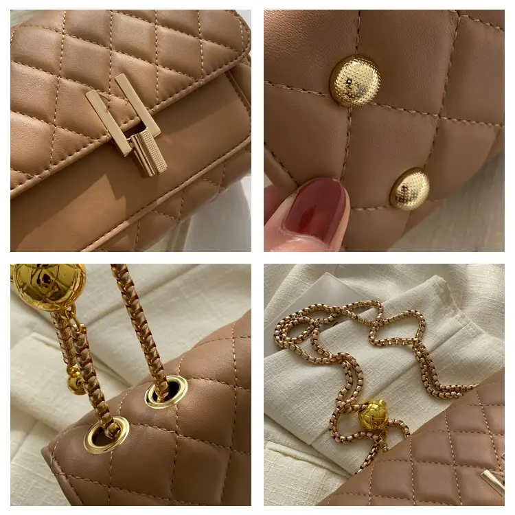 Women's Quilted Chain Shoulder Bag Brown 2025 — feature 8