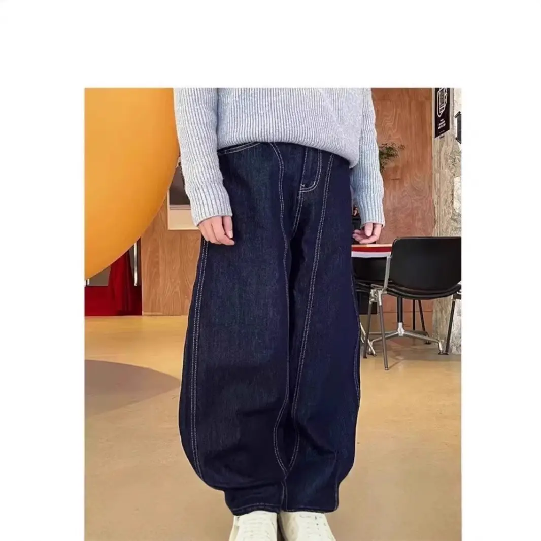 Men Dark Blue Straight Scimitar Jeans Spring Autumn 2025 — feature 5