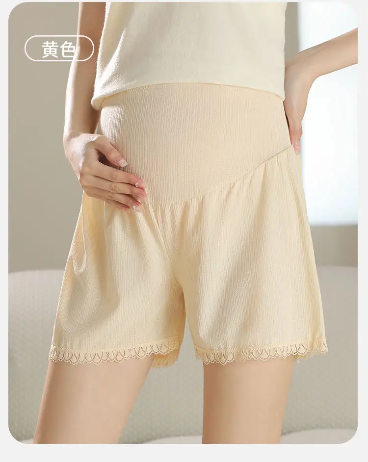 Pregnant Women's Underwear Safety Pants 2-in -1 Summer plus size Leggings High Waist Abdomen-supporting Loose Ice Silk Shorts — feature 18