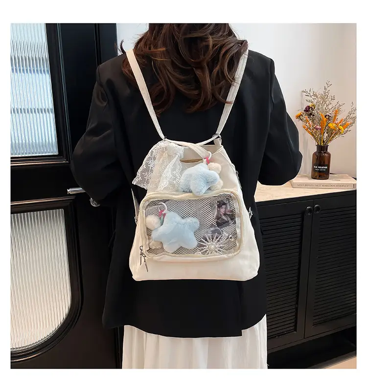 Pink Transparent Shoulder Bag for Students & Travel — feature 10