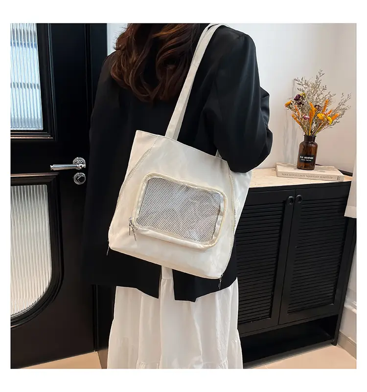Pink Transparent Shoulder Bag for Students & Travel — feature 12