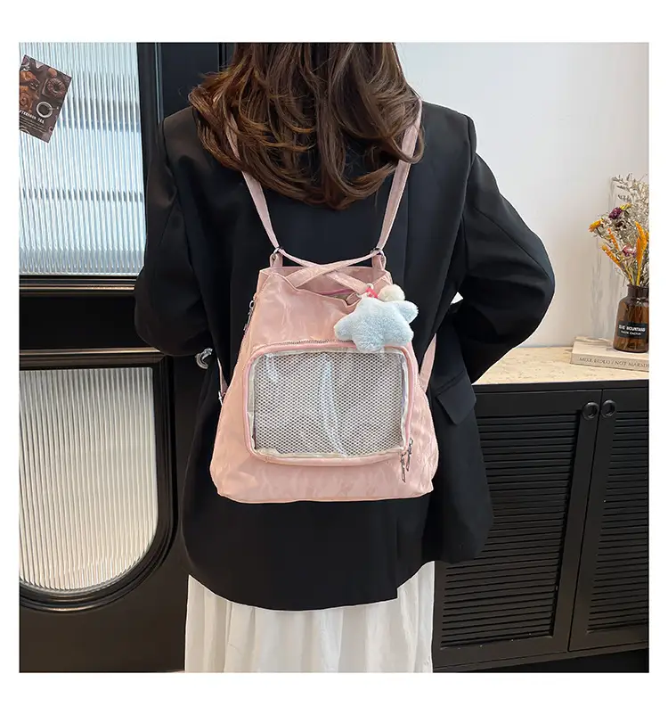 Pink Transparent Shoulder Bag for Students & Travel — feature 14