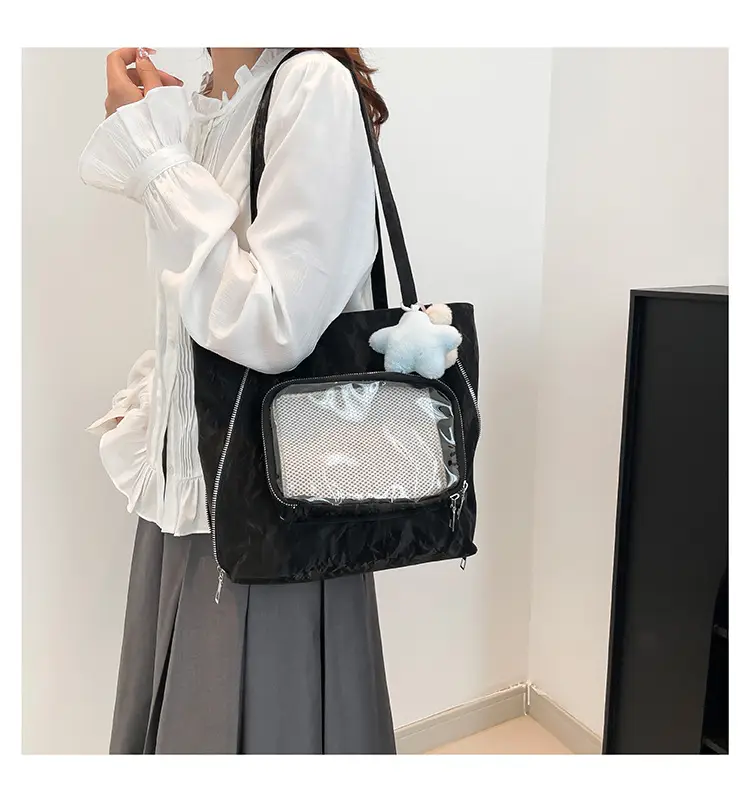 Pink Transparent Shoulder Bag for Students & Travel — feature 20