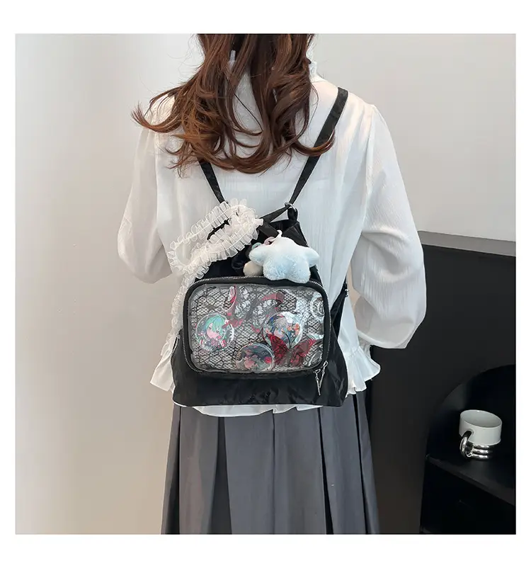 Pink Transparent Shoulder Bag for Students & Travel — feature 21
