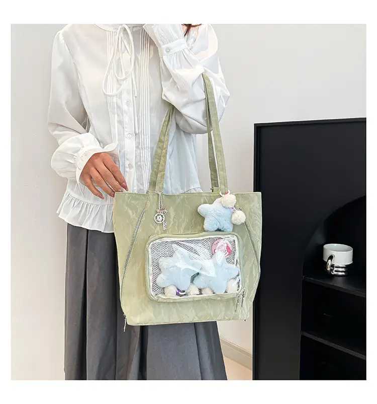 Pink Transparent Shoulder Bag for Students & Travel — feature 22
