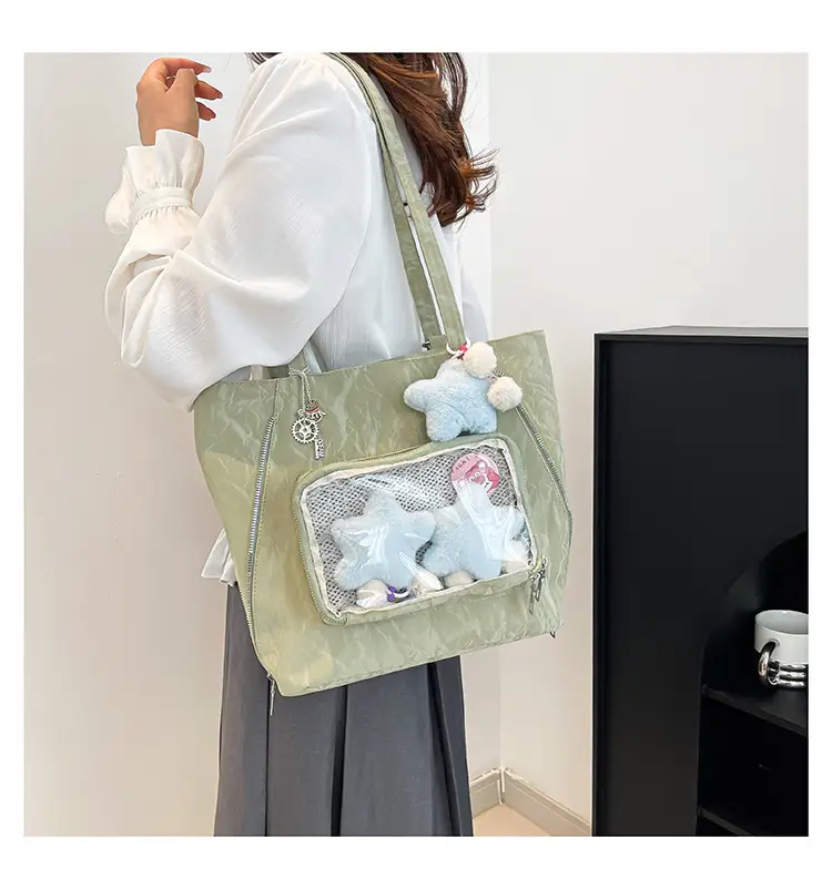 Pink Transparent Shoulder Bag for Students & Travel — feature 23