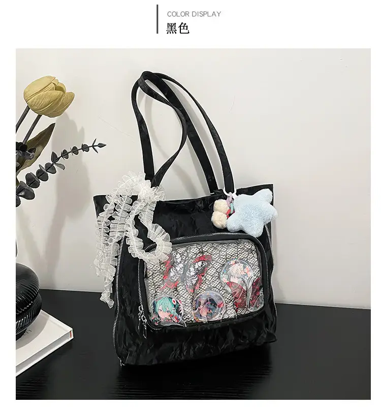 Pink Transparent Shoulder Bag for Students & Travel — feature 25