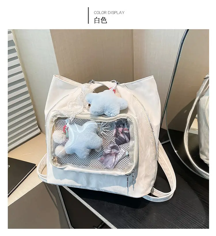 Pink Transparent Shoulder Bag for Students & Travel — feature 26