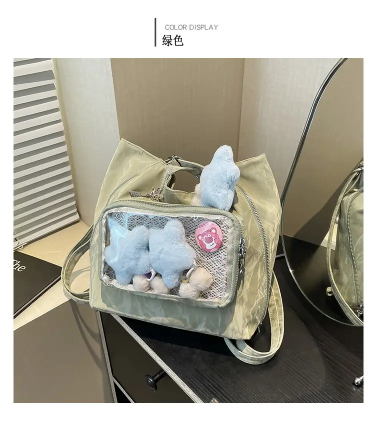 Pink Transparent Shoulder Bag for Students & Travel — feature 29