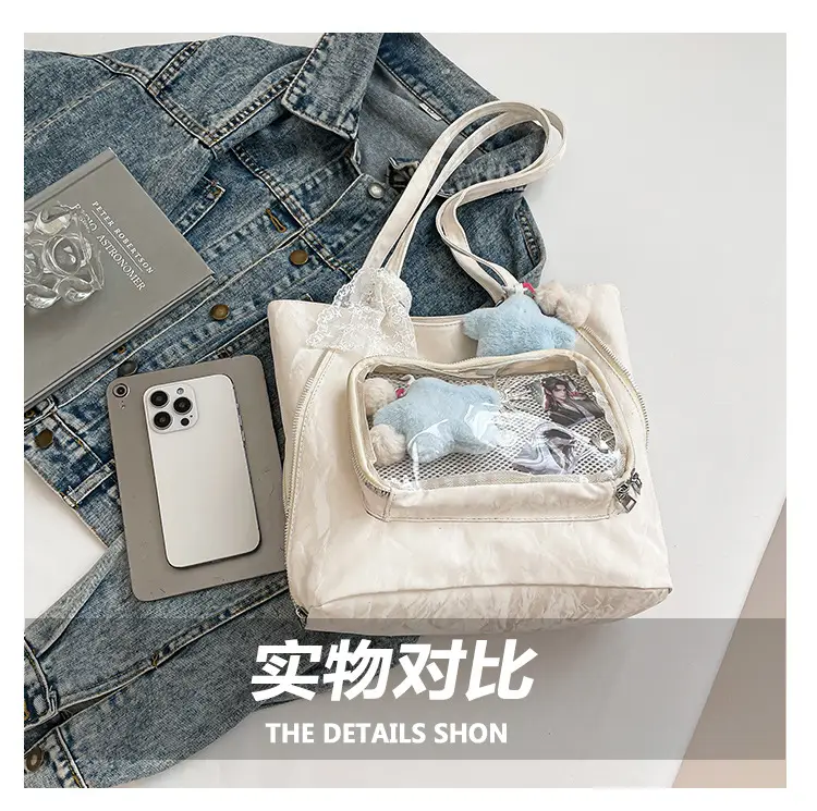 Pink Transparent Shoulder Bag for Students & Travel — feature 6