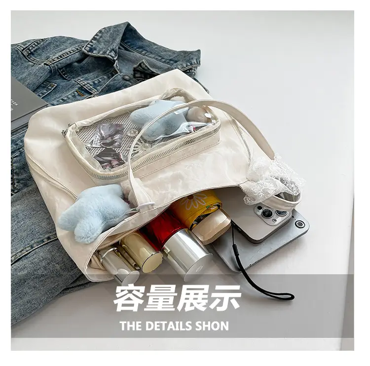 Pink Transparent Shoulder Bag for Students & Travel — feature 7