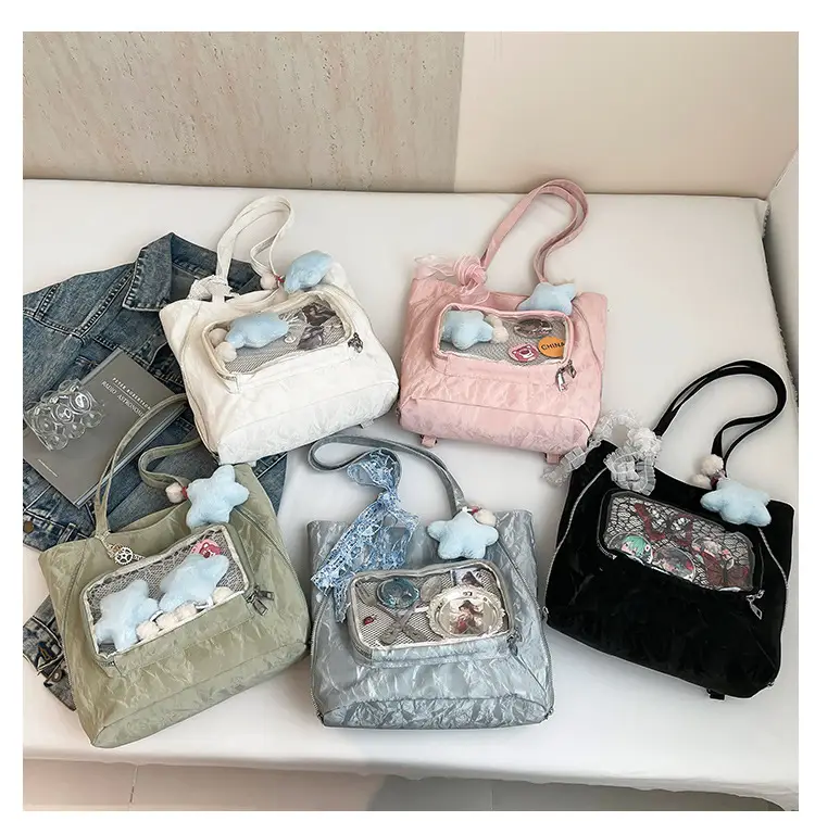 Pink Transparent Shoulder Bag for Students & Travel — feature 8