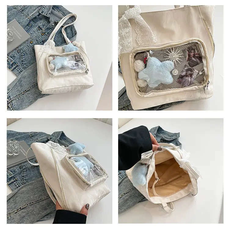 Pink Transparent Shoulder Bag for Students & Travel — feature 9