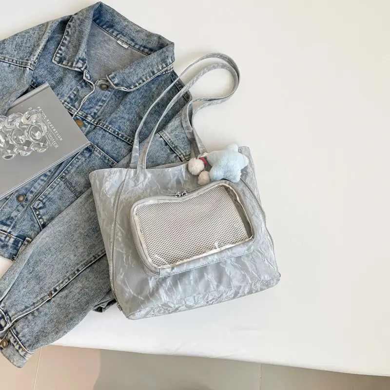 Pink Transparent Shoulder Bag for Students & Travel - Image 3