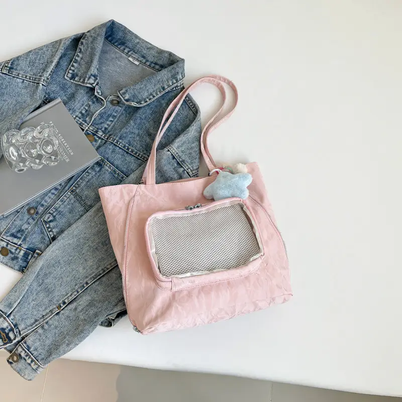 Pink Transparent Shoulder Bag for Students & Travel - Image 5