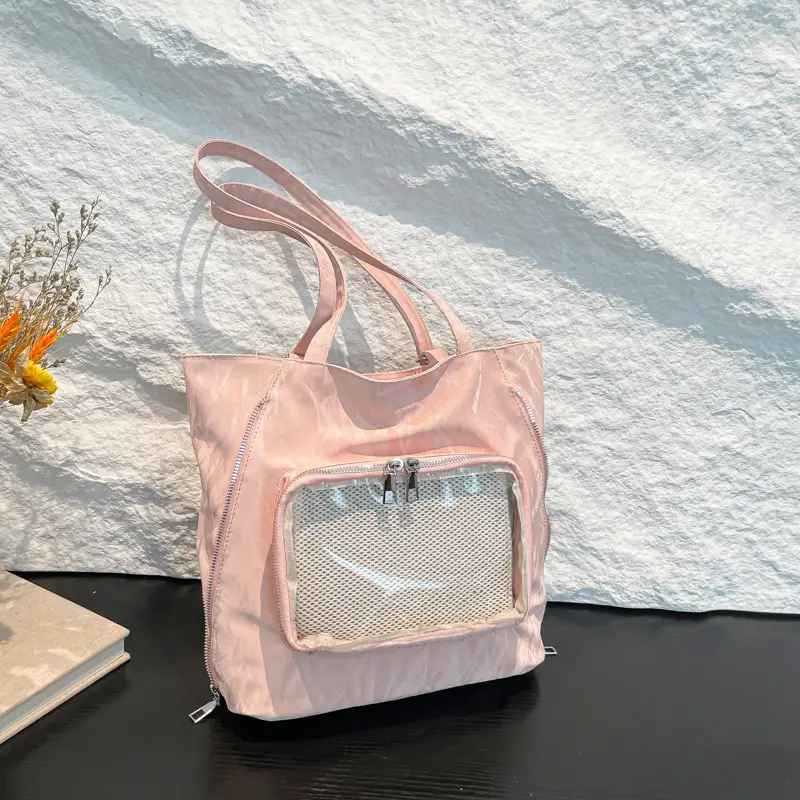 Pink Transparent Shoulder Bag for Students & Travel - Image 8