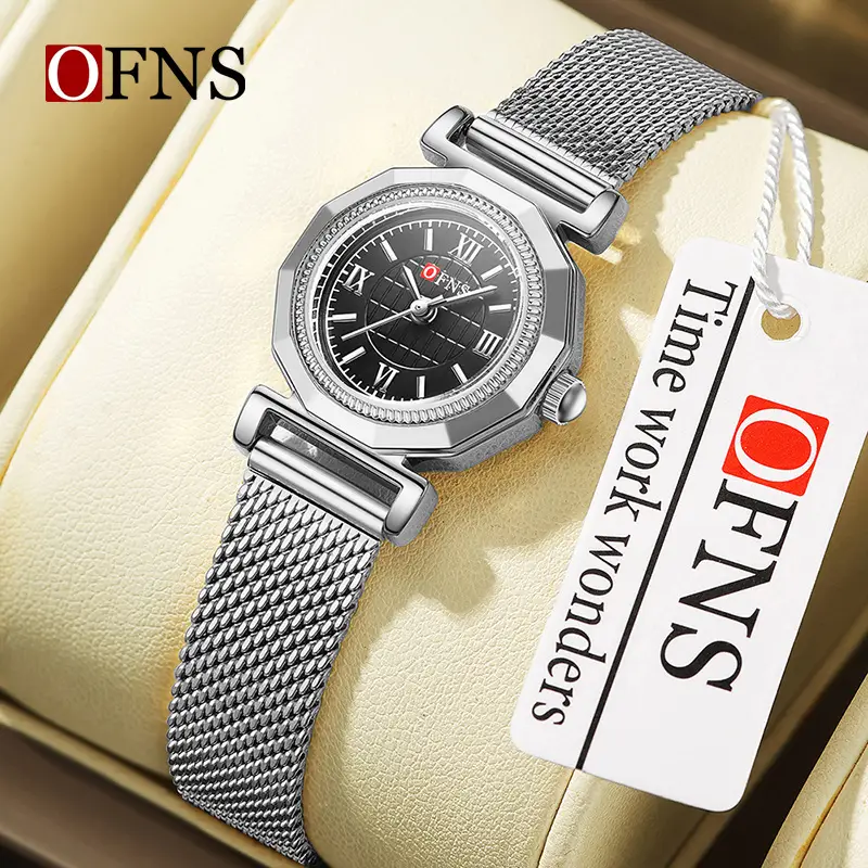 OFNS Gold Mesh Women's Quartz Watch with Roman Scale - Image 8