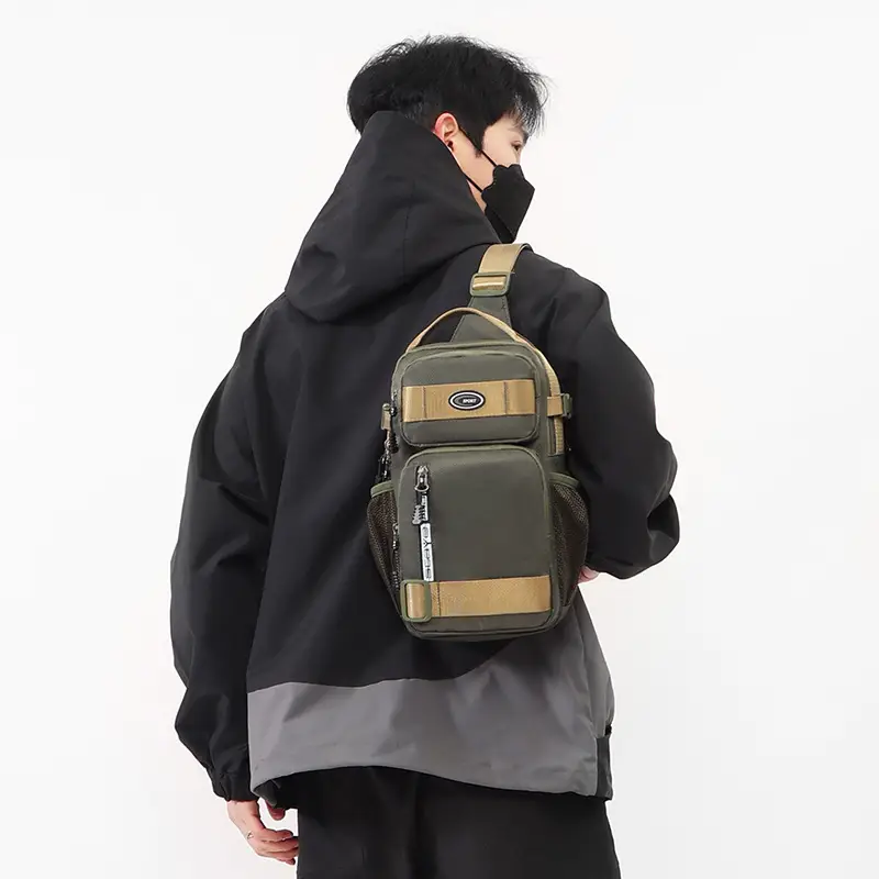 Men's Black Casual Travel Chest Bag Large Capacity - Image 6