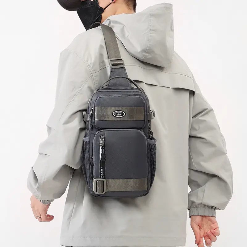 Men's Black Casual Travel Chest Bag Large Capacity - Image 8