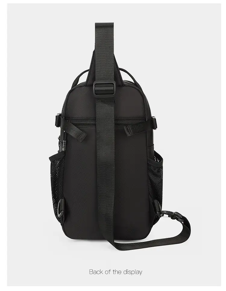 Men's Black Casual Travel Chest Bag Large Capacity — feature 18