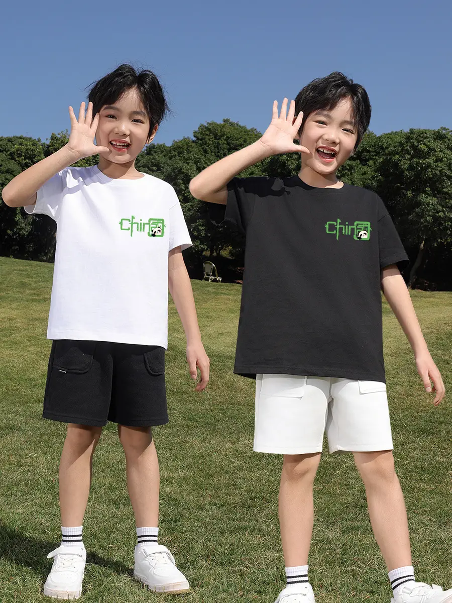 Girls Boys Cartoon Cotton T-Shirts White Black - Image 19