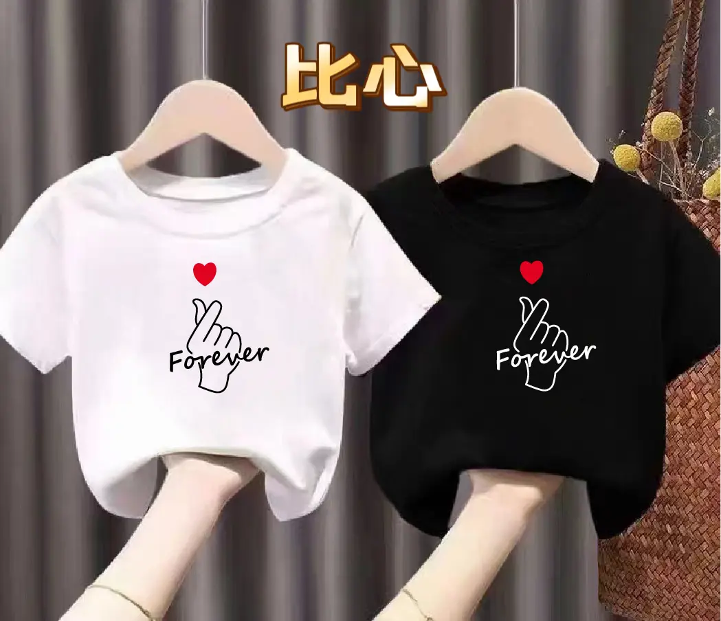Girls Boys Cartoon Cotton T-Shirts White Black - Image 11