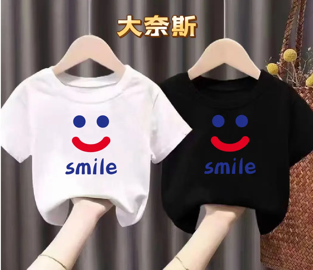 Girls Boys Cartoon Cotton T-Shirts White Black - Image 14