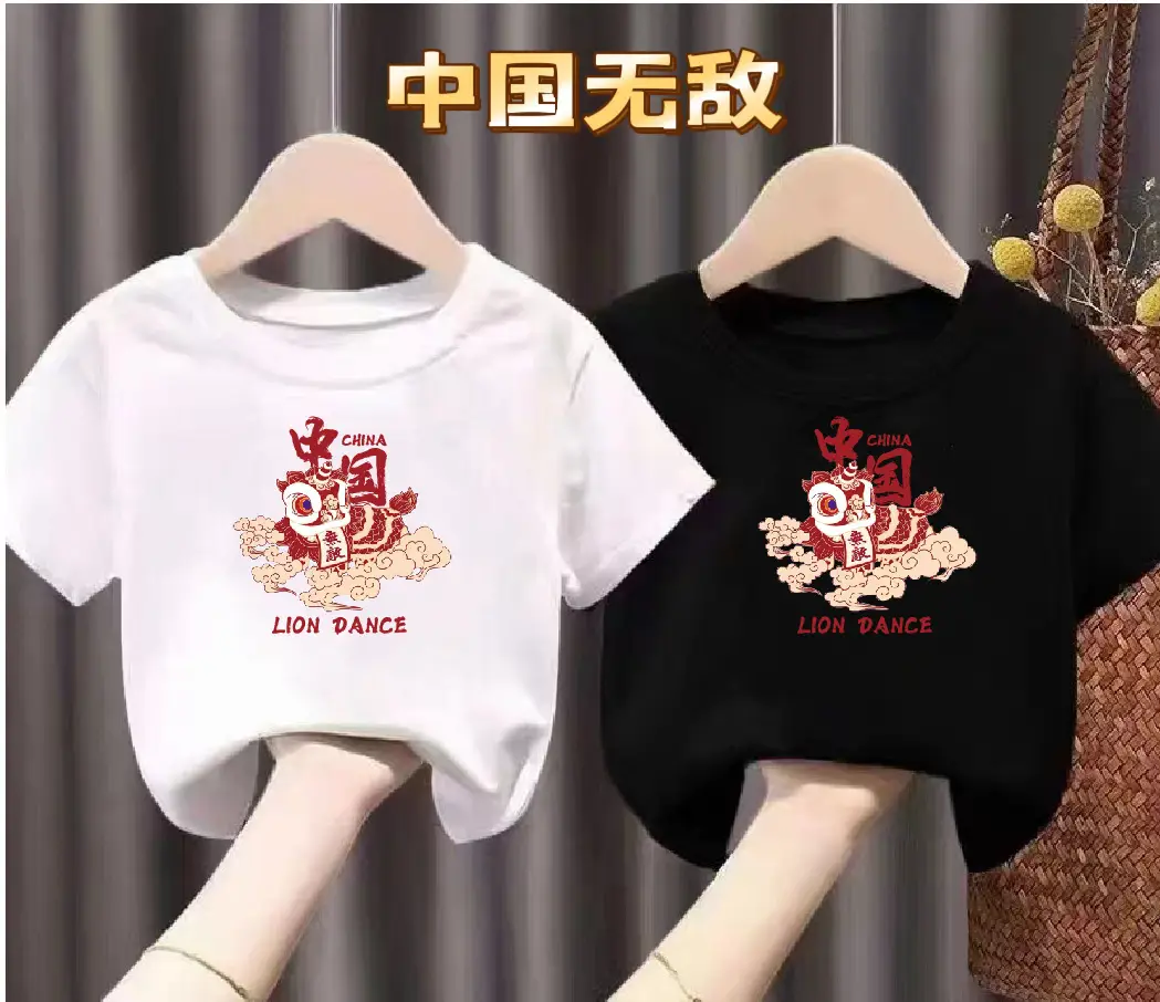 Girls Boys Cartoon Cotton T-Shirts White Black - Image 15
