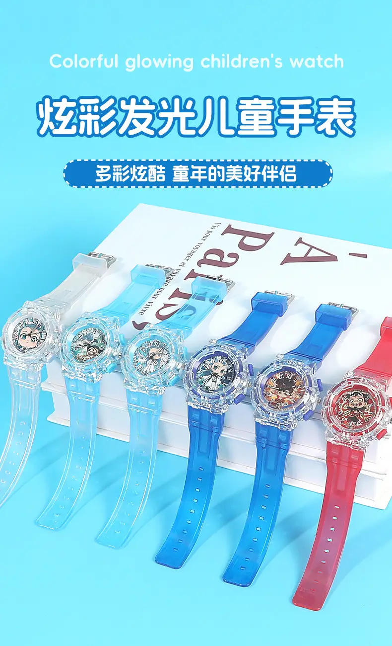 Nezha Cartoon Watch for Kids Blue Crystal Quartz — feature 1