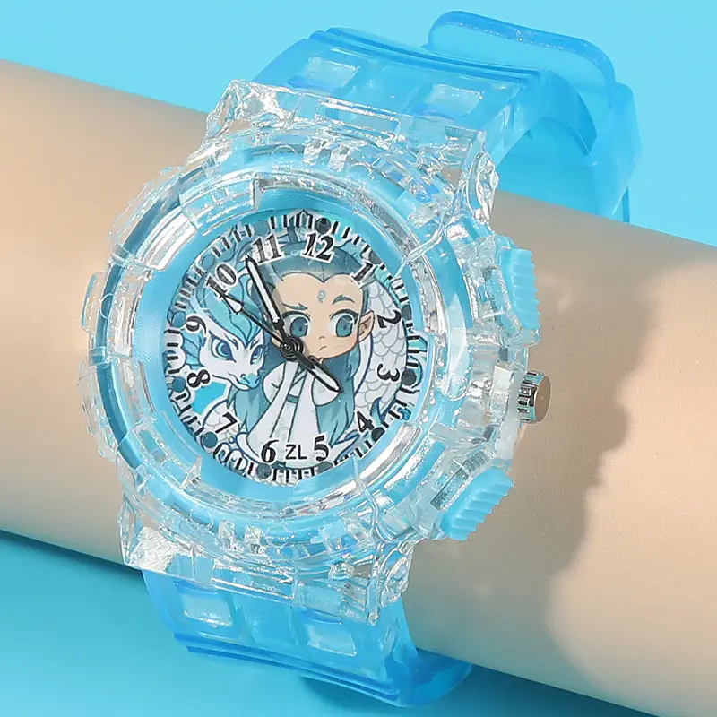 Nezha Cartoon Watch for Kids Blue Crystal Quartz - Image 3