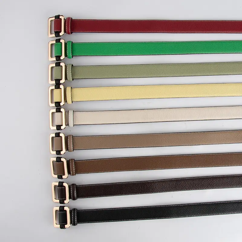 Black Women's Leather Belt with Gold Buckle - Image 11