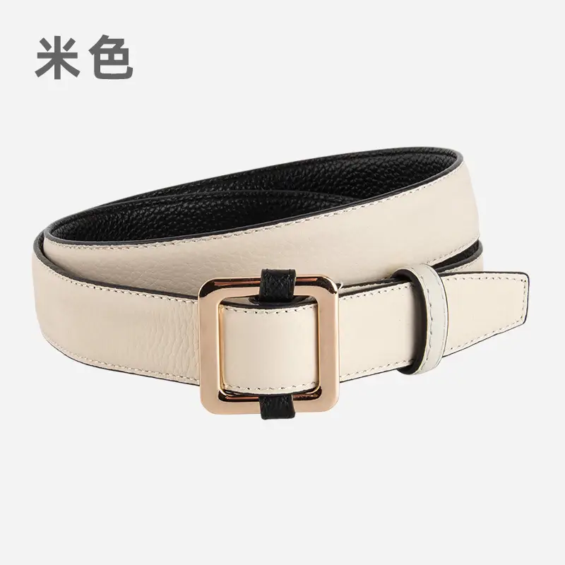 Black Women's Leather Belt with Gold Buckle - Image 5
