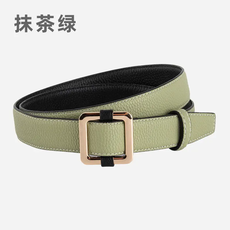 Black Women's Leather Belt with Gold Buckle - Image 6