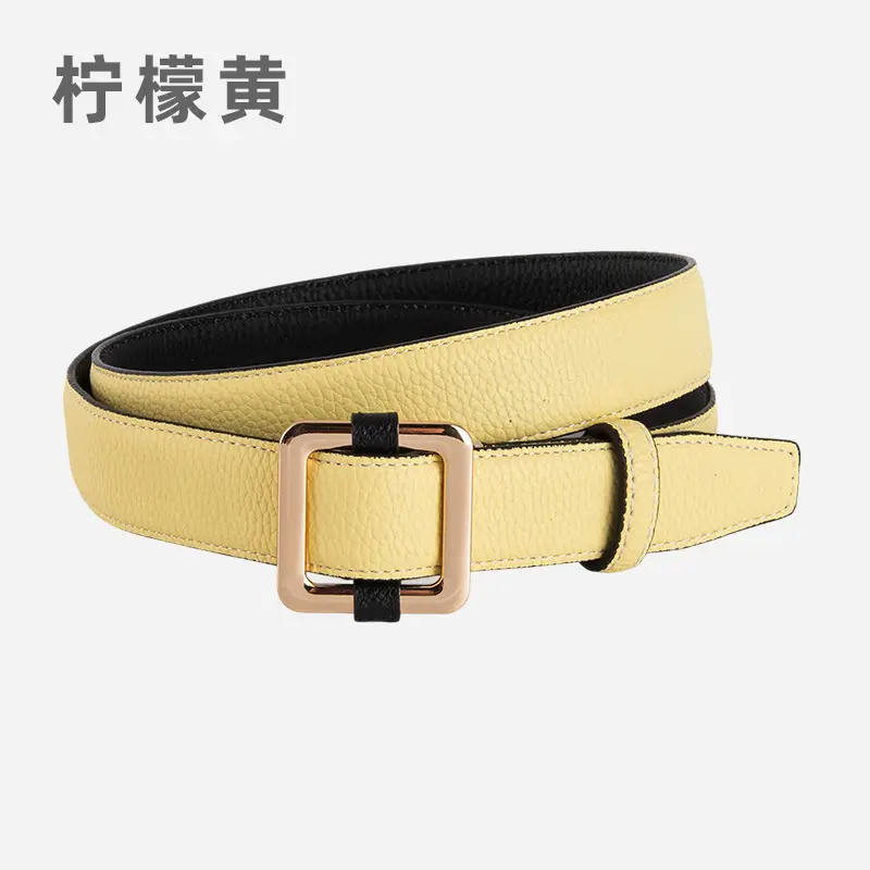 Black Women's Leather Belt with Gold Buckle - Image 7