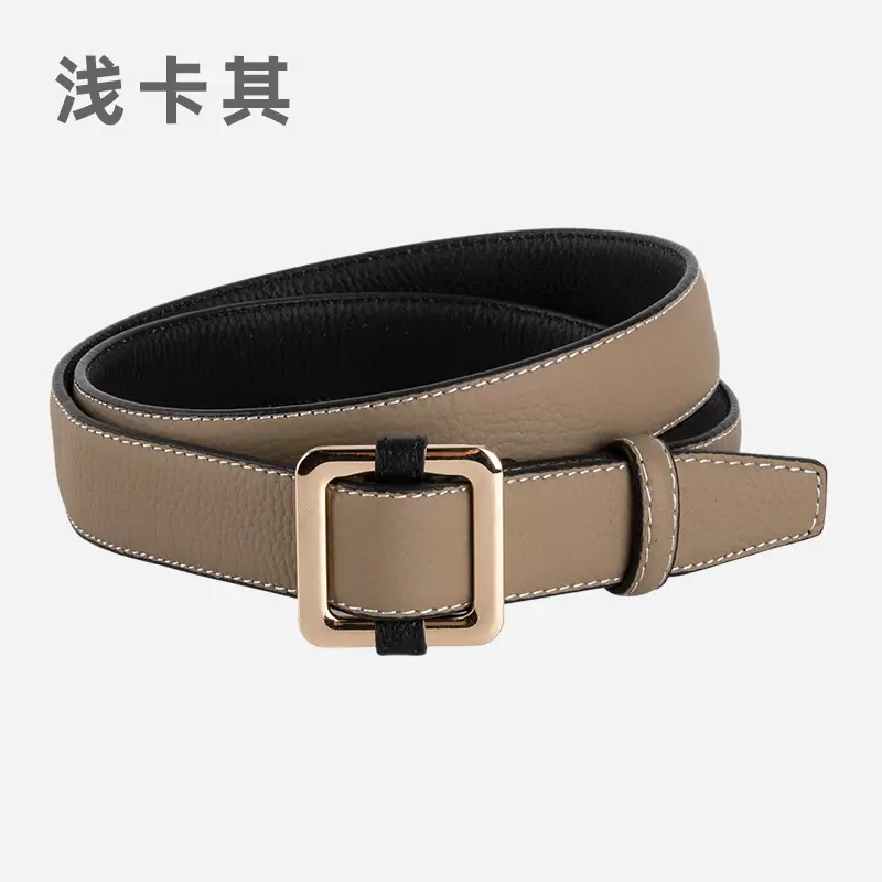 Black Women's Leather Belt with Gold Buckle - Image 8