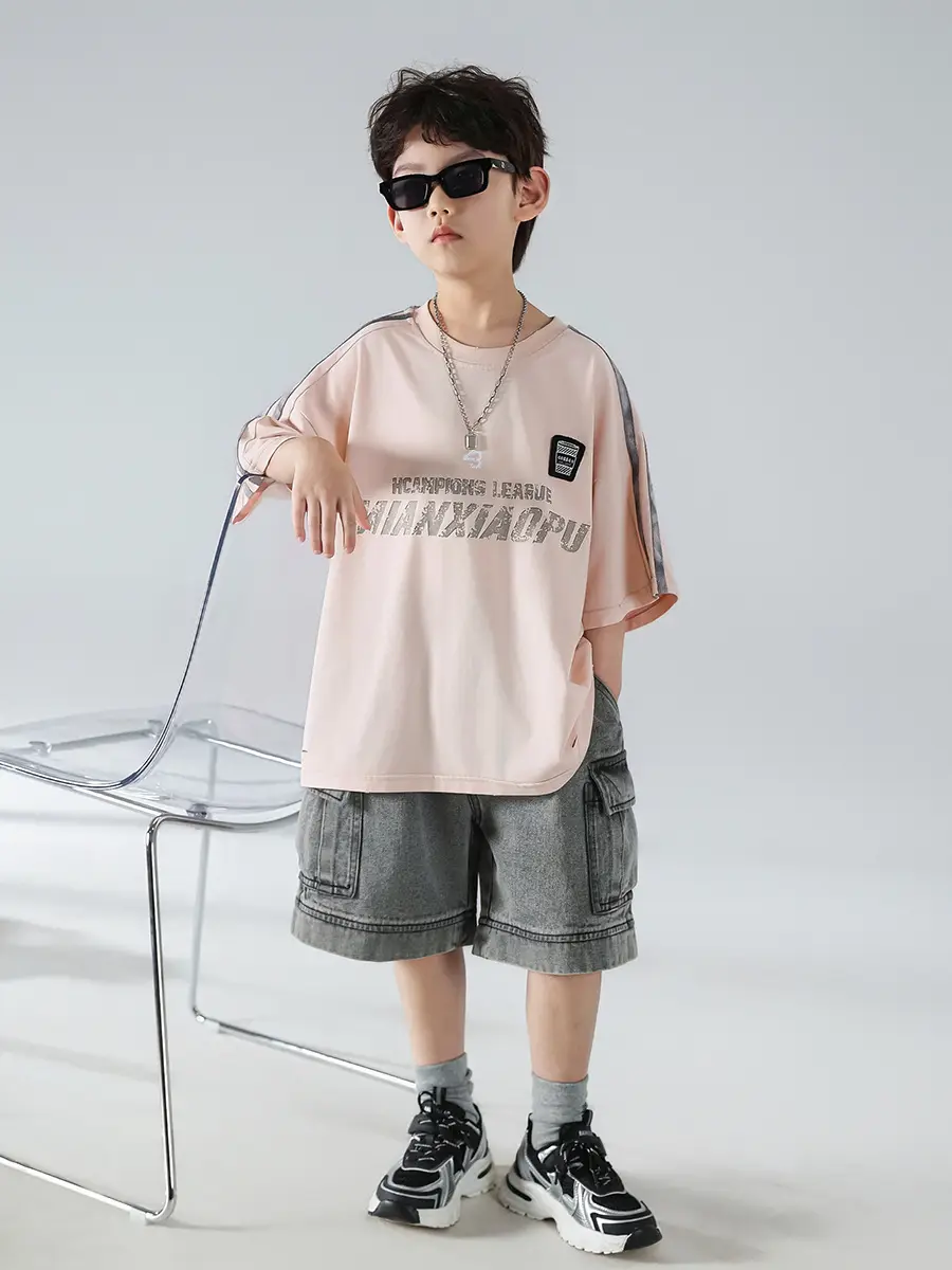 Boys Pink Graphic Short Sleeve T-Shirt Set - Image 4